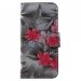 WALLETFLEURROUGE-A32017 - Etui Galaxy A3-2017 rabat latéral logements cartes motif fleur rouge