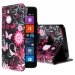 WALLETLUMIA535SOFT03 - Etui type portefeuille papillons et fleurs roses pour Lumia 535 rabat latéral articulé fonction st