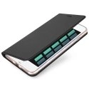 DUX-FOLIOIP755GREY - Etui iPhone 7 Plus gris foncé fin avec rabat latéral aimant invisible et coque souple