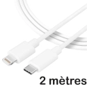 USBCLIGHT2MBLANC - Câble iPhone / iPad USB-C vers Lightning 2 mètres / Charge rapide 2.4A 12W
